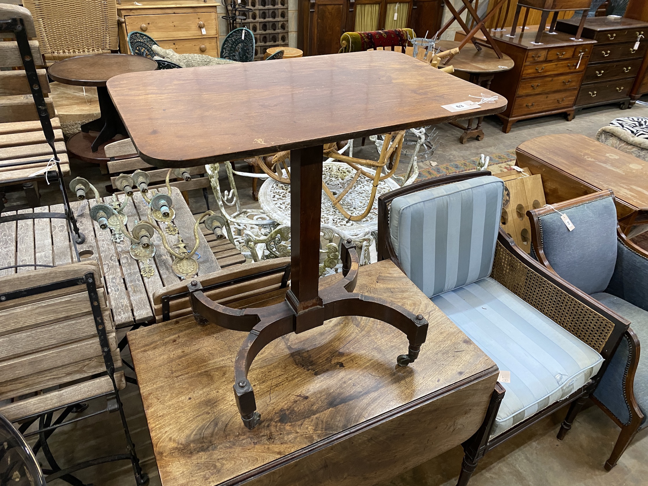 A Regency rectangular mahogany occasional table, width 71cm, depth 45cm, height 72cm, NB: From the Estate of Rt Hon Lord Lawson of Blaby